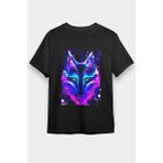 Darkhane Renkli Kurt Siyah Unisex Tişört T-Shirt - 001-Siyah - 2XL