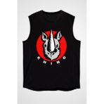Darkhane Rhino Gergedan Siyah Unisex Kolsuz Tişört Kesik Kol T-Shirt - 001-Siyah - M