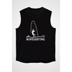Darkhane Rüzgar Sörfü - Windsurf Siyah Unisex Kolsuz Kesik Kol T-Shirt - 001-Siyah