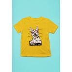 Darkhane Sabıkalı Suçlu Sibirya Kurdu Husky Haski -Baskılı Unisex Sarı Çocuk Tişört - T-Shirt CT004 - 9 - 10 Yaş