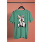 Darkhane Sabıkalı Suçlu Sibirya Kurdu Husky Haski -Baskılı Unisex Su Yeşili Tişört - T-Shirt UT001 - 2XL