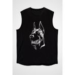 Darkhane Sadık Dost Doberman Siyah Unisex Kolsuz Tişört Kesik Kol T-Shirt - 001-Siyah - XL