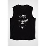 Darkhane Samuray Maskesi Siyah Unisex Kolsuz Kesik Kol T-Shirt - 001-Siyah