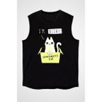 Darkhane Schrödinger'in Kedisi Kutu Siyah Unisex Kolsuz Tişört Kesik Kol T-Shirt - 001-Siyah - XL