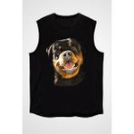 Darkhane Sevimli Dostum Rottweiler Siyah Unisex Kolsuz Tişört Kesik Kol T-Shirt - 001-Siyah - XL