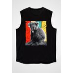 Darkhane Sevimli Koala Siyah Unisex Kolsuz Tişört Kesik Kol T-Shirt - 001-Siyah - 2XL
