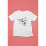 Darkhane Sibirya Kurdu Husky Haski Eskizi -Baskılı Unisex Beyaz Çocuk Tişört - T-Shirt CT007 - 11 - 12 Yaş