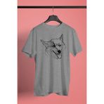 Darkhane Sibirya Kurdu Husky Haski Eskizi -Baskılı Unisex Gri Tişört - T-Shirt UT006 - XL