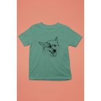 Darkhane Sibirya Kurdu Husky Haski Eskizi -Baskılı Unisex Su Yeşili Çocuk Tişört - T-Shirt CT001 - 5 - 6 Yaş