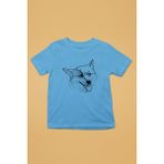 Darkhane Sibirya Kurdu Husky Haski Eskizi -Baskılı Unisex Turkuaz Çocuk Tişört - T-Shirt CT003 - 3 - 4 Yaş