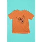Darkhane Sibirya Kurdu Husky Haski Eskizi -Baskılı Unisex Turuncu Çocuk Tişört - T-Shirt CT005 - 1 - 2 Yaş
