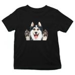 Darkhane Sibirya Kurdu Husky Haski Patileri Siyah Unisex Çocuk Tişört T-Shirt - 001-Siyah - 3 - 4 Yaş