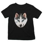 Darkhane Sibirya Kurdu Husky Haski Portresi Siyah Unisex Çocuk Tişört T-Shirt - 001-Siyah - 5 - 6 Yaş