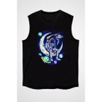 Darkhane Sigara Içen Astronot Siyah Unisex Kolsuz Tişört Kesik Kol T-Shirt - 001-Siyah - XL
