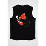 Darkhane Sigara Içen Tilki Siyah Unisex Kolsuz Tişört Kesik Kol T-Shirt - 001-Siyah - XL