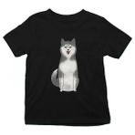 Darkhane Şirin Sibirya Kurdu Husky Haski Siyah Unisex Çocuk Tişört T-Shirt - 001-Siyah - 1 - 2 Yaş