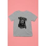 Darkhane Siyah Beyaz Rottweiler -Baskılı Unisex Gri Melanj Çocuk Tişört - T-Shirt CT006 - 9 - 10 Yaş