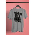 Darkhane Siyah Beyaz Rottweiler -Baskılı Unisex Gri Tişört - T-Shirt UT006