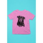 Darkhane Siyah Beyaz Rottweiler -Baskılı Unisex Pembe Çocuk Tişört - T-Shirt CT002 - Şeker Pembe - 11 - 12 Yaş