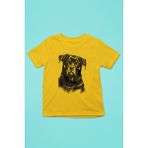Darkhane Siyah Beyaz Rottweiler -Baskılı Unisex Sarı Çocuk Tişört - T-Shirt CT004 - 9 - 10 Yaş