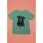 Darkhane Siyah Beyaz Rottweiler -Baskılı Unisex Su Yeşili Çocuk Tişört - T-Shirt CT001 - 7 - 8 Yaş
