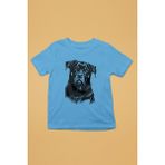 Darkhane Siyah Beyaz Rottweiler -Baskılı Unisex Turkuaz Çocuk Tişört - T-Shirt CT003 - 7 - 8 Yaş