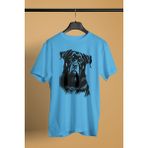 Darkhane Siyah Beyaz Rottweiler -Baskılı Unisex Turkuaz Tişört - T-Shirt UT003 - 2XL