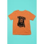 Darkhane Siyah Beyaz Rottweiler -Baskılı Unisex Turuncu Çocuk Tişört - T-Shirt CT005 - 5 - 6 Yaş