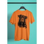 Darkhane Siyah Beyaz Rottweiler -Baskılı Unisex Turuncu Tişört - T-Shirt UT005 - M