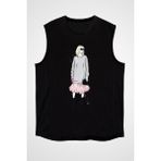 Darkhane Sokak Modası Fashion Siyah Unisex Kolsuz Tişört Kesik Kol T-Shirt - 001-Siyah - 2XL