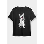 Darkhane Söz Dinleyen Sibirya Kurdu Husky Haski Siyah Unisex Tişört T-Shirt - 001-Siyah - M