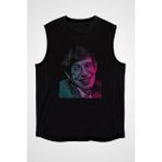 Darkhane Stephen Hawking Renkli Siyah Unisex Kolsuz Tişört Kesik Kol T-Shirt - 001-Siyah - M