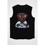 Darkhane Süper Kahraman Süper Pug Siyah Unisex Kolsuz Tişört Kesik Kol T-Shirt - 001-Siyah - 2XL