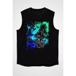 Darkhane Süpürgeli Cadı Siyah Unisex Kolsuz Kesik Kol T-Shirt - 001-Siyah - M