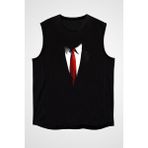 Darkhane Takım Elbise Siyah Unisex Kolsuz Kesik Kol T-Shirt - 001-Siyah
