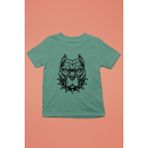 Darkhane Tasmalı Pitbull -Baskılı Unisex Su Yeşili Çocuk Tişört - T-Shirt CT001 - 3 - 4 Yaş