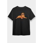 Darkhane Tatlı Köpek Golden Retriever Siyah Unisex Tişört T-Shirt - 001-Siyah - 2XL