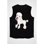Darkhane Tatlı Poodle Kaniş Siyah Unisex Kolsuz Tişört Kesik Kol T-Shirt - 001-Siyah