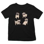 Darkhane Tatlı Pug Siyah Unisex Çocuk Tişört T-Shirt - 001-Siyah - 5 - 6 Yaş