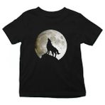 Darkhane Uluyan Kurt Siyah Unisex Çocuk Tişört T-Shirt - 001-Siyah - 11 - 12 Yaş