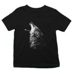 Darkhane Uluyan Kurt Siyah Unisex Çocuk Tişört T-Shirt - 001-Siyah - 7 - 8 Yaş