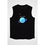 Darkhane Uranüs Siyah Unisex Kolsuz Tişört Kesik Kol T-Shirt - 001-Siyah - XL