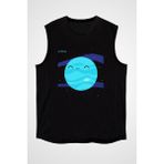 Darkhane Uranüs Siyah Unisex Kolsuz Tişört Kesik Kol T-Shirt - 001-Siyah