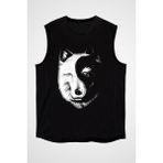 Darkhane Uzakdoğulu Kurt Siyah Unisex Kolsuz Tişört Kesik Kol T-Shirt - 001-Siyah - XL