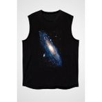 Darkhane Uzay Siyah Unisex Kolsuz Tişört Kesik Kol T-Shirt - 001-Siyah - 2XL