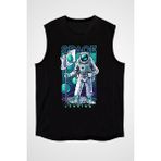 Darkhane Uzaya Iniş Astronot Siyah Unisex Kolsuz Tişört Kesik Kol T-Shirt - 001-Siyah - XL