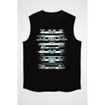 Darkhane Yaban Mersini Donut Siyah Unisex Kolsuz Kesik Kol T-Shirt - 001-Siyah - XS