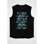 Darkhane Yaban Mersini Siyah Unisex Kolsuz Kesik Kol T-Shirt - 001-Siyah - XS