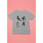 Darkhane Yavru Sibirya Kurdu Husky Haski -Baskılı Unisex Gri Melanj Çocuk Tişört - T-Shirt CT006 - 5 - 6 Yaş