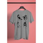 Darkhane Yavru Sibirya Kurdu Husky Haski -Baskılı Unisex Gri Tişört - T-Shirt UT006 - M